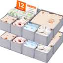 Lifewit Nursery Drawer Organizer for Clothes 12 Pack, Certified Child-safe Dresser Drawer Divider Storage Bins, Foldable Clothing Storage Basket for Baby Clothes/Underwear/Sock/Diaper in Closet