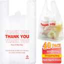MAQIHAN Grocery Bags - 40Count Thank You T-shirt Bags for Grocery Store 11" X 21" Plastic Shopping Bag With Handles Ideal for Supermarket, Home Storage, Kitchen, Office, Large Capacity Reusable