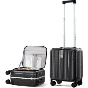 Hanke 16 inch Underseat Carry On Suitcases with Wheels,Lightweight Hard Shell Carry on Luggage with Wheels for Weekender,Top Opening Small Suitcase,Travel Luggage for Womem Men,Jet Black.