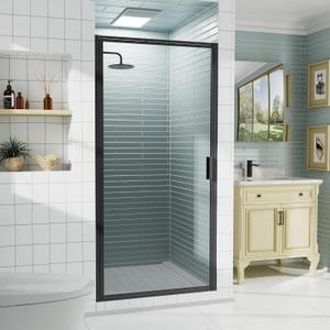 Bathbliss 32 7/8"-34" W x 72" H Pivot Shower Door, 1/4" (6 mm) Clear SGCC Tempered Glass Shower Door, Pivot Swing Shower Glass Door in Matte Black Finish, Reversible Installation