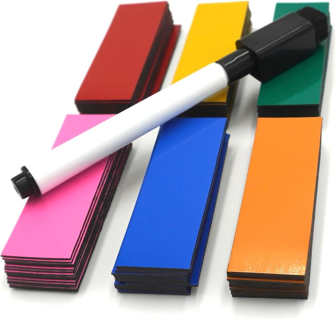 MODERN WAVE - Reusable Magnetic Stripes Labels for School/Office/Home/Warehouses/Shelves/Whiteboards 6 x 2 cm (Multicolor, 84 pcs)
