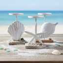 Nautical Tealight Candle Holder, Seashell Stand, Sea-Themed Tabletop Display for Wedding, Beach Wedding Decorations, Coastal Cottage Decor, Set of 3