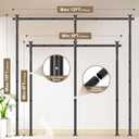 Room Divider Curtain Rod, No Drilling Tension Rod for Room Separation, Adjustable 4-10ft(H) 30-147"(W) Heavy Duty Floor to Ceiling Wall Divider Space Partition Privacy Separator for Dorm Office, Black