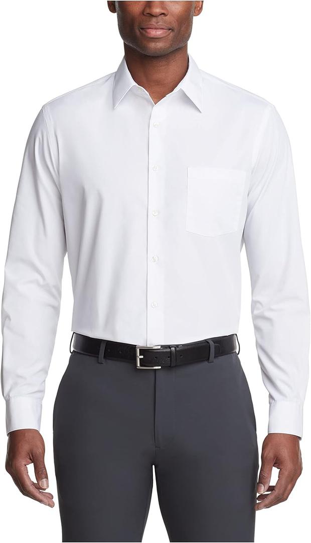 Van Heusen Men's Dress Shirt Regular Fit Poplin Solid (15.5" Neck 34"-35" Sleeve, White)