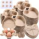 30 PCS Valentine Heart Shaped Egg Cartons with Labels, Easter Pulp Paper Egg Cartons 3 Count with Jute Rope, Cute Egg Basket Storage Container Holder, Lover Gift Chicken Eggs Crate