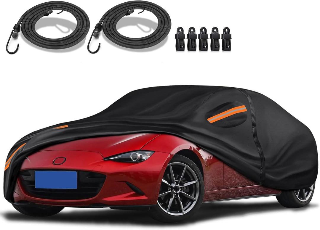 Special 16 Layers Full Car Cover Fit for Mazda MX-5 2006-2023, Ultra Heavy 600D Oxford Cloth, Can Withstand Summer Sun Exposure and Winter Snow, Rain, Dust, and UV All Weather, Black