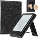 CoBak Case for 6" E-Reader - PU Leather Smart Cover with Auto Sleep/Wake & Hand Strap, not Compatible with Kobo Clara, Black Glitter