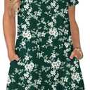 Women's Casual T Shirt Dress Summer Short Sleeve Swing Dresses with Pockets (Medium)