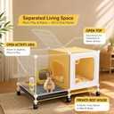 Rabbit Cage Indoor, 29.1" Bunny Cage with Pull-Out Tray, Raised Mesh Floor, Clear Front Door, Lockable Wheels & Divider Hideout, Small Animal Cage for Rabbits and Guinea Pigs
