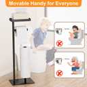 Freestanding Toilet Paper Holder Stand with Storage, Rustproof Metal Bathroom Paper Stand with Weighted Anti-Slip Base, Fits 4 Spare Rolls and Shelf for Phone & Small Items, No Drilling, Black-style a