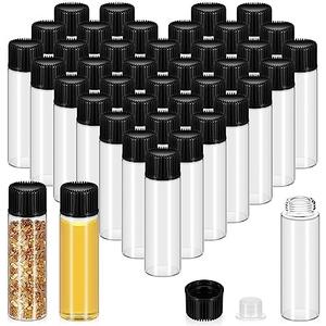 Lallisa 150 Pcs 7 ml Glass Vials with Screw Black Caps Plastic Stoppers, Leak-proof Clear Small Sample Vials Bulk for Essential Oils, Holy Water, Medical Specimens, DIY Crafts, Travel Containers