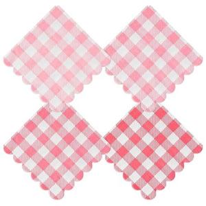 Pink Gingham Napkins Disposable Cocktail: 80PCS Checkered Square Paper 9.8x9.8 Inch For Table Decorations Dinner Party - Cantidad de paquete del producto 120 - Color Pink