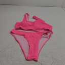 YIMISAN Women's Ribbed Two Piece Bikini Sets Wide Shoulder Strap Top Swimsuit with Mid Waist Cheeky Bathing Suit (X-Large, Hot Pink)