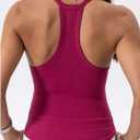 Danysu V Neck Racer Back Tank Top for Women Padded Ribbed Long Tank Fitted Basic Cami Tops (Pink), Medium