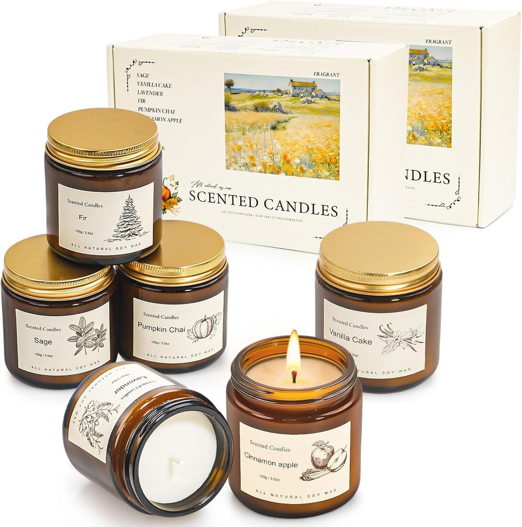 Scented Candles Gift Set for Home, 12 Pack Aromatherapy Soy Candles, 6 Fragrance Scents with 2 Gift Boxes, Long Lasting Small Candles for Relaxation, Bathroom Bedroom Office Gifts for Women (2026 Special Model)