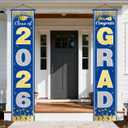 OHOME Graduation Decorations 2026 2027- Blue Gold Congrats Grad Porch Banner for Graduation Party Decorations - Class of 2026 - Party Favors Supplies Backdrop Yard Signs Decor (Blue)