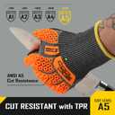 COOLJOB A5 Cut Resistant Gloves with Impact Resistant TPR, Touchscreen Nitrile Dipped Safety Work Gloves with Grip, 1/3 Pair (Medium)