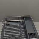 KitchenAid Large Capacity Full Size Rust Resistant Dish Rack with Angled Drain Board and Removable Flatware Caddy, Light Grey