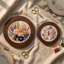 RattanView 12 Pcs 6 Inch and 8 Inch Wood Embroidery Hoop Frame with Embroidery Hoops Round Embroidery Hoops Display Frame for Finished Cross Stitch Hoop Frame DIY Art Craft Sewing Ornaments(Walnut)