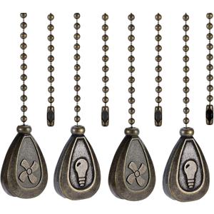 4 Pack Bronzed Ceiling Fan Pull Chain Extension, 12 Inches Classic Drop Shaped Pendant Pull Chains for Ceiling Fans and Lights, Decorative Fan Pulls Extenders with Connector (2 light and 2 fan)