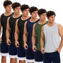 OYGSieg 6 Pack Men's Quick Dry Workout Tank Tops Breathable Gym Sleeveless Muscle Shirts for Active Men XL