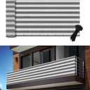 POYEE 3'10' Gray White Balcony Privacy Screen Fence Cover UV Protection Weather Resistant Waterproof Shade Cloth for Outdoor Patio Apartment Backyard Porch Deck Railing with Zip Ties