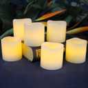 LED Lytes Battery Operated Candles - Set of 6 Ivory Wax Candles 2" Tall and 2" Wide with amber yellow Flame