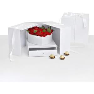 UNIKPACKAGING Premium Quality Large Square Surprise Flower Box, Gift Boxes for Luxury Flower and Gift Arrangements, Multi Colors (White), 1 count