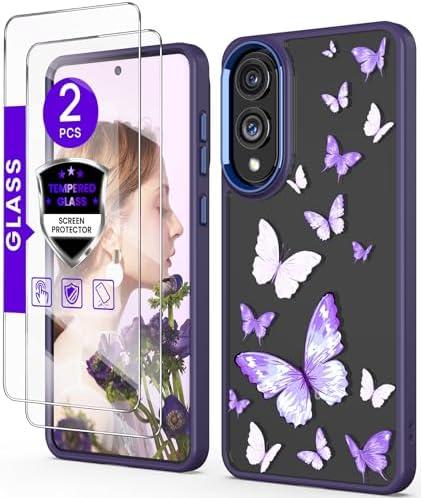 DagoRoo for Samsung Galaxy S25 Edge Case+Tempered Glass Screen Protector, Military Grade Protective Slim Soft TPU Hard PC,Girls Women Crystal Clear Flower Pattern Case Cover for S25 Edge-Butterfly