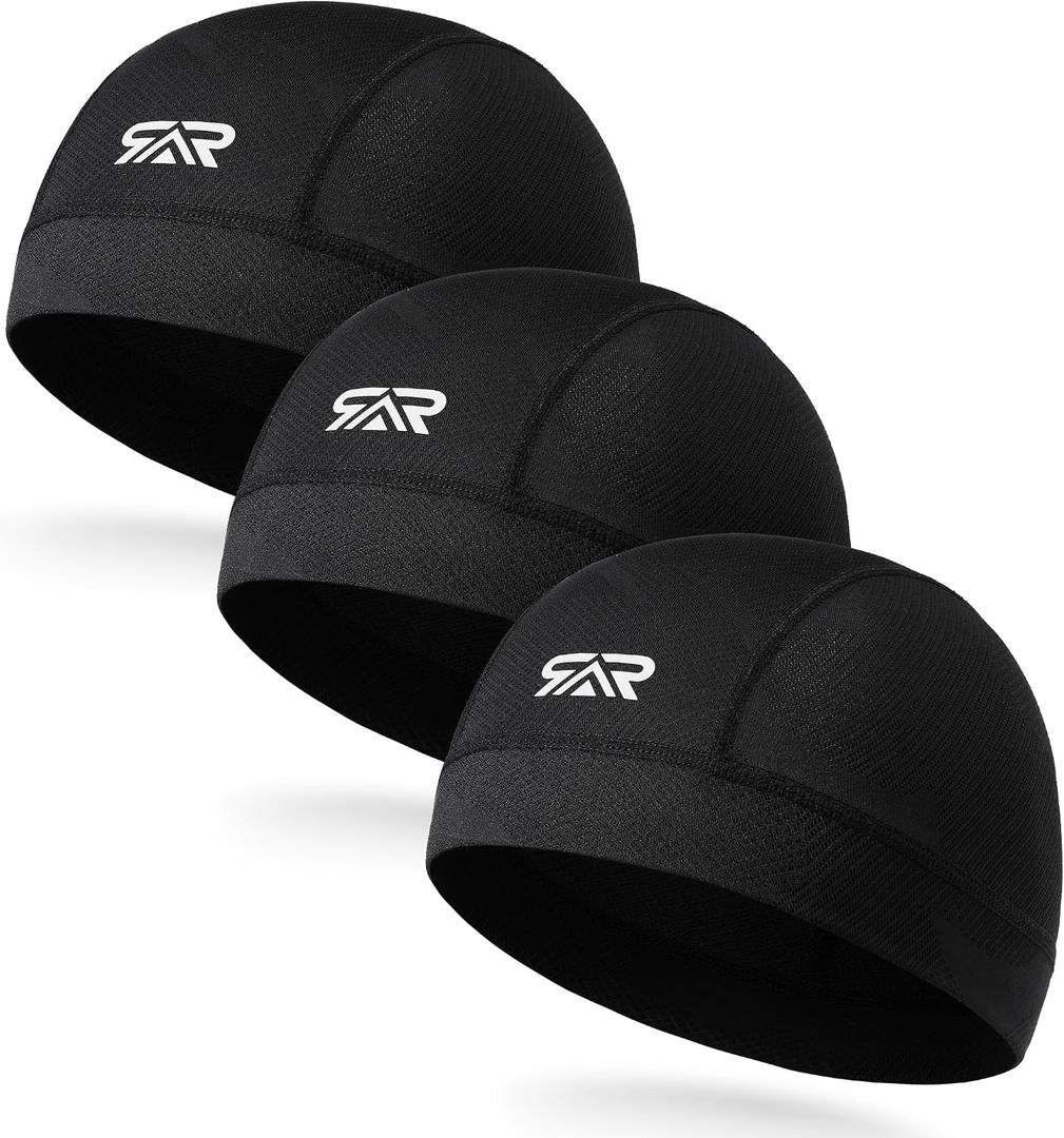 3Pcs Camo Breathable Mesh Skull Cap Cooling MoistureWicking Motorcycle Cycling Helmet Liner Hard Hat for Men Women