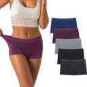 DEEP TOUCH Boy Shorts Underwear Women Ladies Boyshorts Panties Spandex Panty Workout Boxer Briefs (Large, Set-b1)