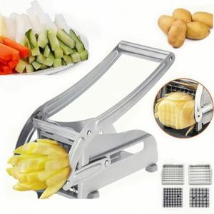 French Fry Cutter,Grade Stainless Steel French Fry Cutter,Potato Cutter Stainless Steel with 1/2-Inch Blade Great for Vegetable Potatoes Carrots Cucumbers