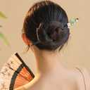 4 PACK Japanese Chinese Wooden Hair Stick, Hairpin with 4 Different Flower Styles, Retro Wooden Hair Accessories for Women Girls (Style 3)