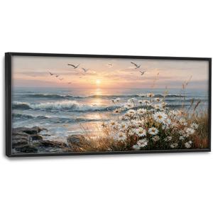 Large Wall Art for Living Room Coastal Lighthouse Wall Decor Big Beach Seascape Picture Ocean Sunset Waves Painting Prints Artwork Decoration for Dining Room Office Bedroom Gifts 30" X 60"