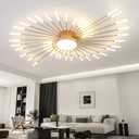 ziidoo Modern Ceiling Light, 42+1 Lights Metal Firework Designed Chic Led Lighting Fixture for Farmhouse Kitchen Dining Room Bedroom Hallway Living Room (Gold and Dark Gold)