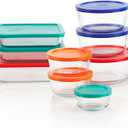 Pyrex Simply Store 9-Pack Mixed Sized Glass Food Storage Set, Round & Rectangular Containers With Lids, BPA-Free, Dishwasher & Microwave Safe