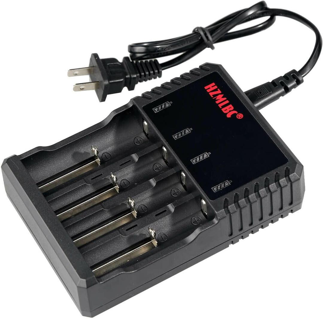 4 Slot Battery Charger Four-Slot Universal Charger Charging for 3.7v Lithium Rechargeable Batteries Compatible 18650 26650 14500 16340 RCR123A 10440 17670 18490 17500 17335 Lithium Battery