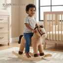 Rock My Baby Rocking Horse, Rocking Animal with Realistic Sound, Stuffed Rocker for Toddlers 18M+, Soft Filling Ride on Pony, Light Brown Horse, CPC Certified, Large