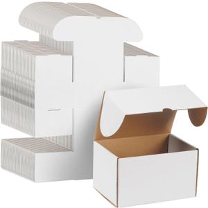 WIFTREY 50 Pack 7x5x4 Shipping Boxes for Small Business Packing, White Corrugated Cardboard Mailer Boxes for Shipping Mailing