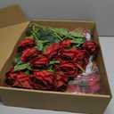 Nubry 50pcs Artificial Burgundy Roses Bulk, Fake Red Roses Flower with Stems Realistic Flowers for Wedding Centerpiece Home Party Decor(Burgundy)
