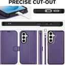 TUCCH Detachable Case Wallet for Galaxy S26, Wrist Strap 3 Card Slots RFID Blocking Wireless Charging Stand, 2-in-1 Magnetic PU Leather Shockproof Folio Cover for Galaxy S26 (6.3") 2026, Deep Purple