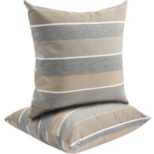 FUNHOME Waterproof Outdoor Throw Pillow Covers Set of 2, Home Decor for Garden Patio Furniture, Couch, Sofa 18 x18 Inch Decorative Pillows Cover Only, NO Insert (Gray Stripe)