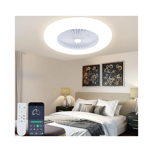 24" Bladeless Ceiling Fan with Light, Low Profile Flush Mount, 3 Color Dimmable Smart LED, 6 Speeds Timing Reversible, Modern Enclosed Ceiling Fan Remote & APP Control