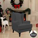 Easy-Going Stretch Wingback Chair Sofa Slipcover 2-Piece Sofa Cover Furniture Protector Couch Soft with Elastic Bottom, Spandex Jacquard Fabric Small Checks, Dark Gray