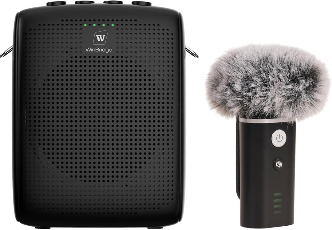 WinBridge WB006 Upgraded Wireless Voice Amplifier  Bluetooth Lapel Microphone with Speaker, Windproof Foam Compact & Portable, Clip-On Mic, Mini Megaphone for Teachers Presenters, Tour Guides