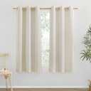 NICETOWN Thick Linen Blend Curtains Flax Textured for Bedroom, Rustic Grommet Semi Sheer Privacy Added Window Curtains & Drapes Light Filtering for Nursery, Natural, W42 x L63, Set of 2