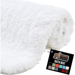 GORILLA GRIP Bathroom Rugs, 42x24, Ultra Soft Absorbent Mat, Thick Plush Bath Rug, Machine Washable, Microfiber Quick Dry, Mats for Shower, Bathtub and Floor, Home Decor Accessories, White