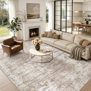 Nakagishi 10X14 Abstract Washable Area Rugs for Living Room-Brown-02