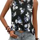 AUSELILY Womens Sleeveless Tank Tops Dressy Ladies Summer Pleated Shirts 2025 New (S)