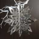 CNUSER Winter Wonderland Snowflakes Party Decorations 3D Card Hanging Paper Centerpieces for Christmastree/New Year/Baby Shower/Wedding Party (Mirror Silver)